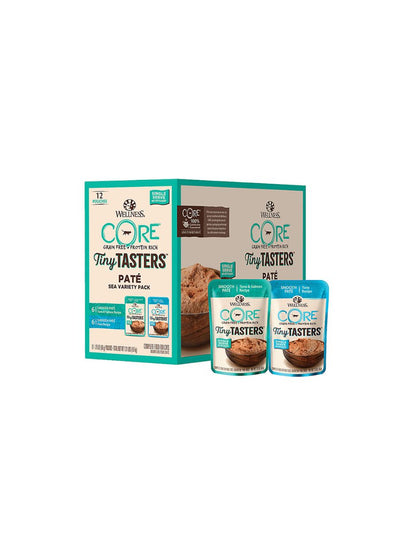 Wellness CORE Tiny Tasters Wet alimento para gato - Natural, Grain Free, Sea Paquete variado, 12 piezas