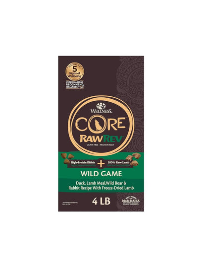 Wellness CORE RawRev Kibble alimento seco para perros adultos: caza silvestre, natural y sin cereales 1.81kg