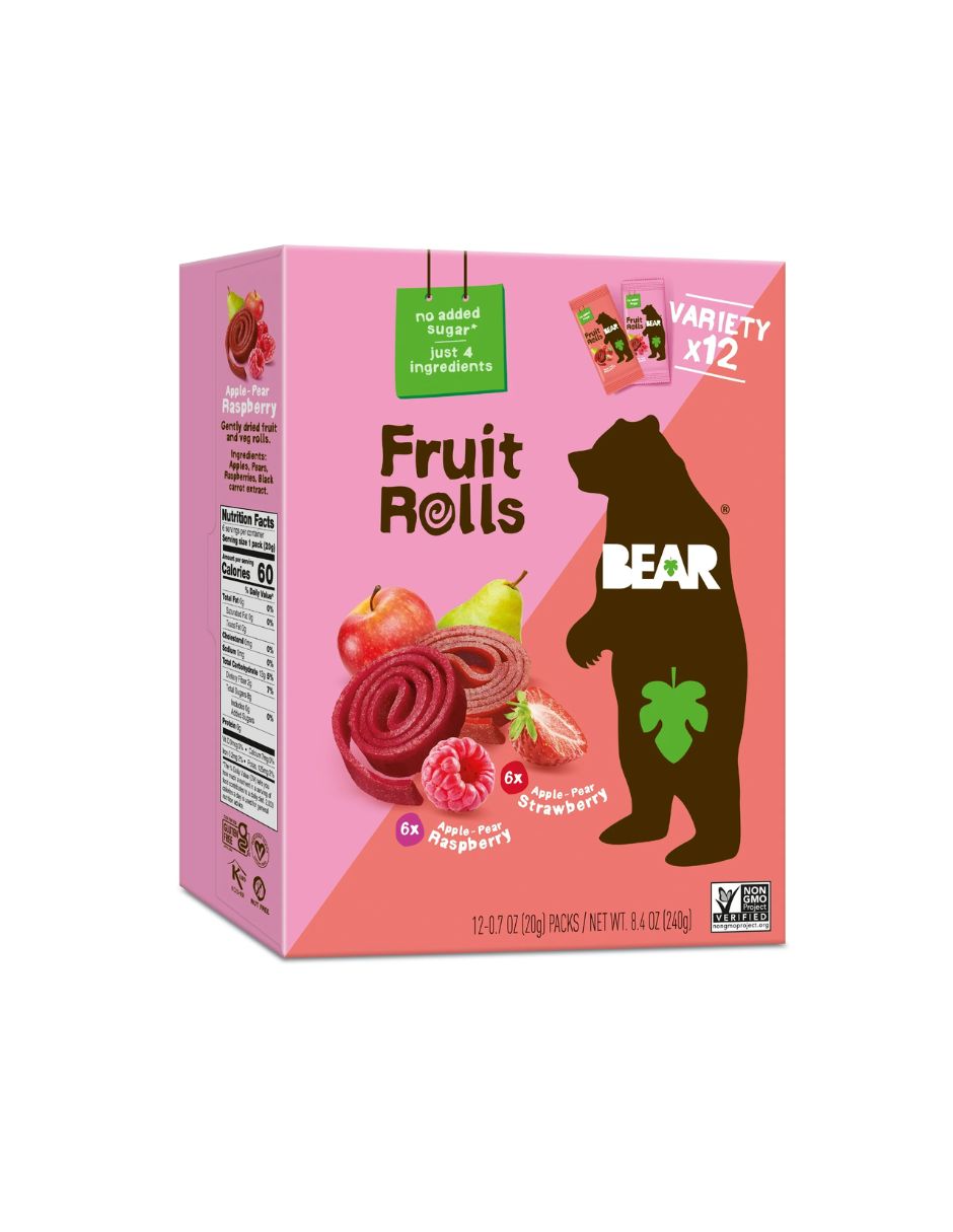 BEAR Fruit Rolls Manzana-Pera con Frambuesa y Fresa 240grs 12pack