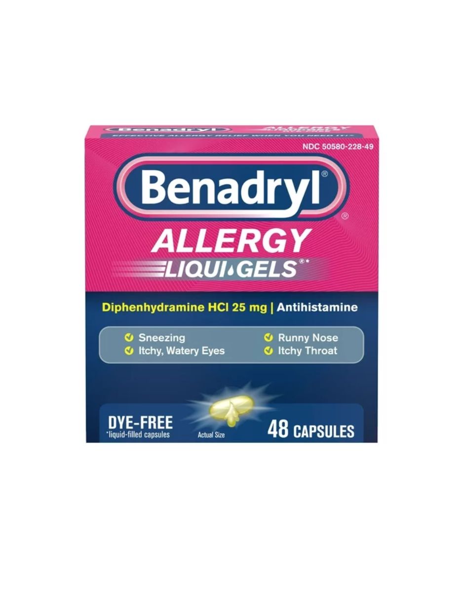 Benadryl Liqui-Gels Medicina antialérgica antihistamínica, 48 unidades