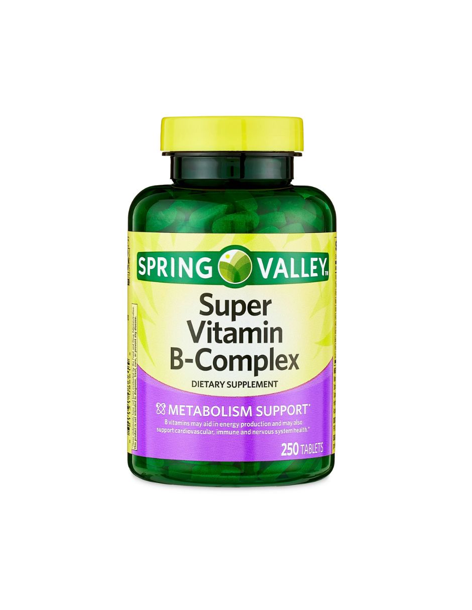 Spring Valley  Super Vitamina B-Complex Suplemento Dietético Tabletas, 250 Caps