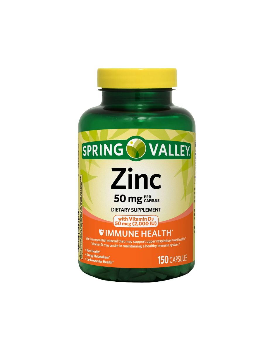 Spring Valley Zinc con vitamina D Suplemento dietético 50mg 150Caps