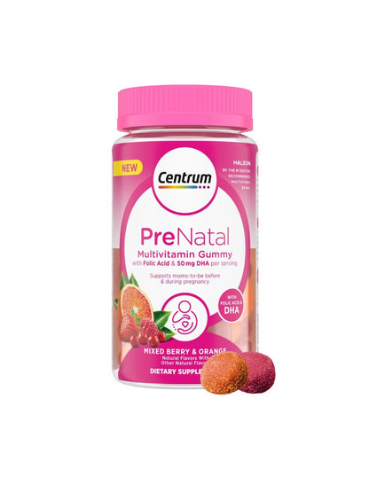 Centrum gomitas multivitamínicas prenatales para mujeres con Dha y ácido fólico 60 unidades