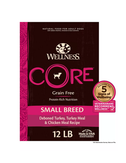 Alimento seco para perros adultos de razas pequeñas Wellness® CORE®: fórmula original, natural y sin cereales