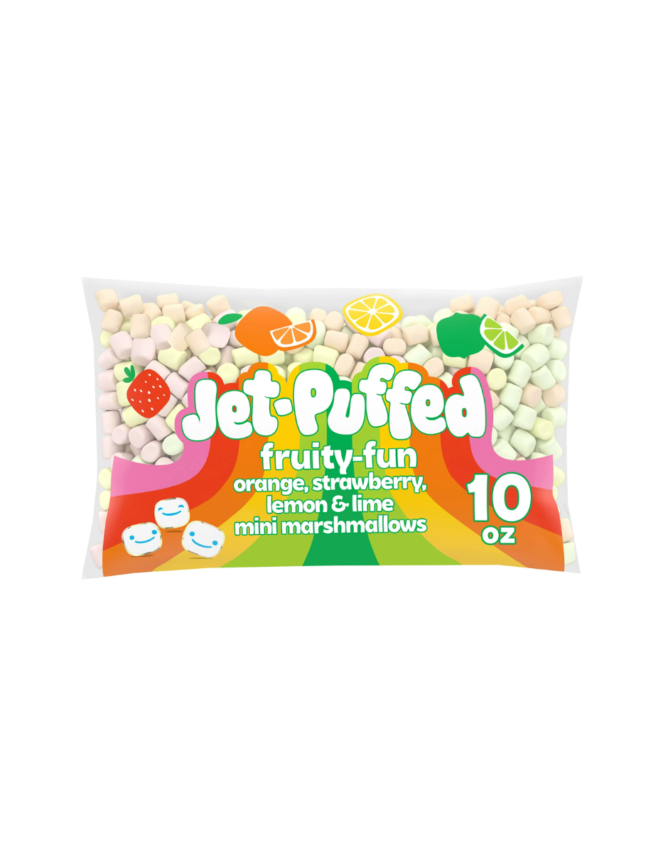 Jet Puffed Fruity-Fun Mini malvaviscos de naranja, fresa, limón y lima, bolsa 283gr