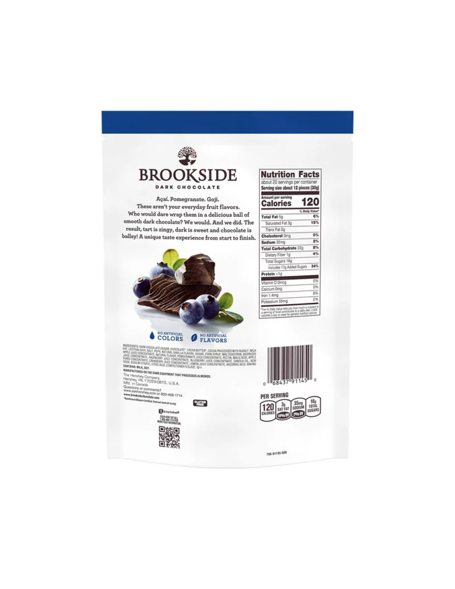 Brookside chocolate oscuro sin gluten 595gr