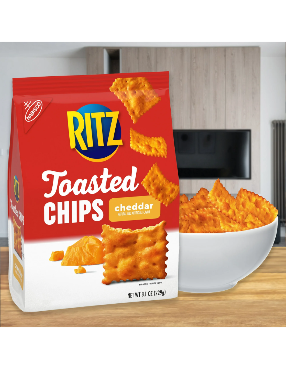 RITZ Toasted Chips Cheddar Crackers, 229g