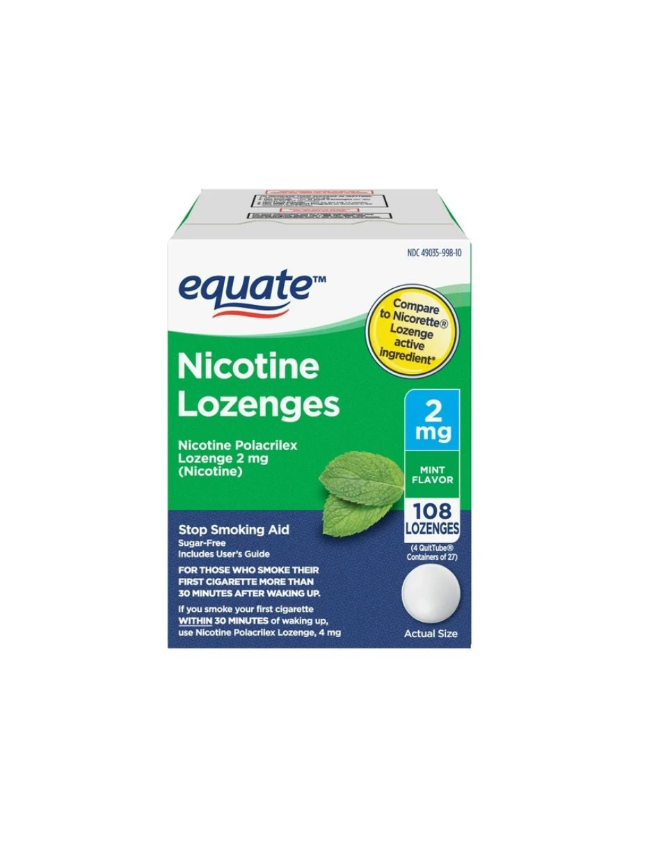 Equate pastillas de Nicotina sabor Menta 4mg, 108 unidades