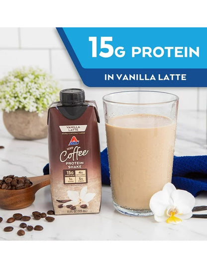 Batido alto en proteínas Atkins Iced Coffee Vanilla Latte, bajo en azucar 4 pack