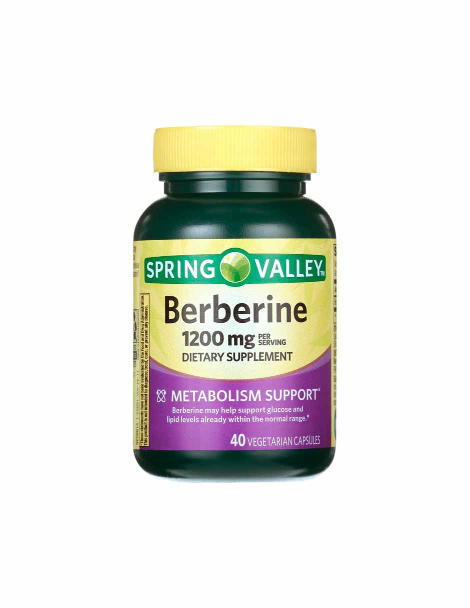 Spring Valley Berberina suplemento dietético para apoyar el metabolismo 1200 mg, 40 cápsulas