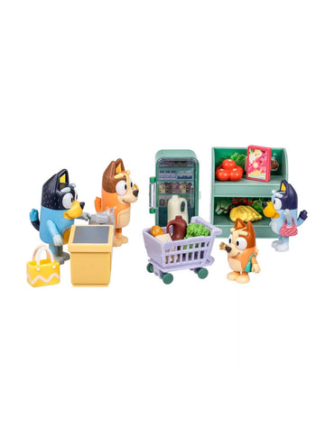 Set Bluey Compras en Familia con 4 Figuras y Accesorios