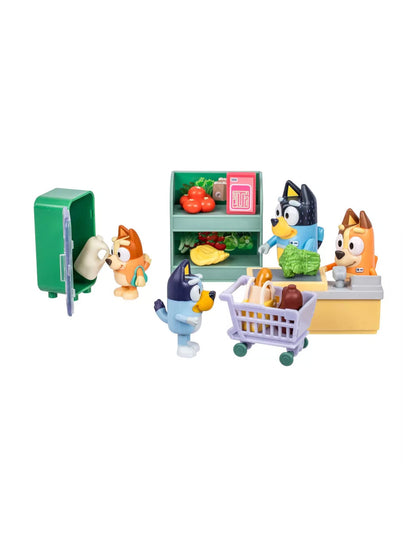Set Bluey Compras en Familia con 4 Figuras y Accesorios