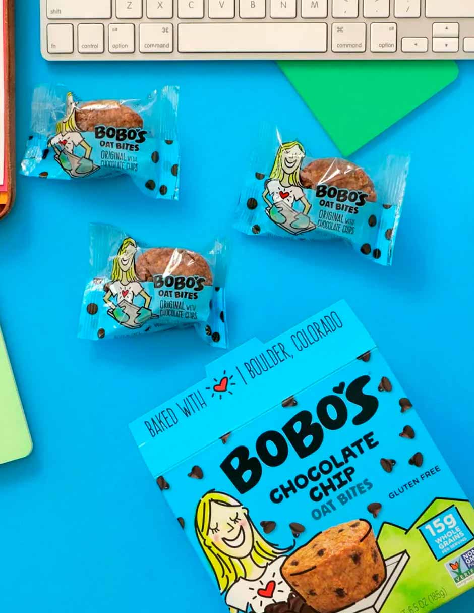 Bobo's avena bites sabor chispas chocolate paquete de 5, 185gr