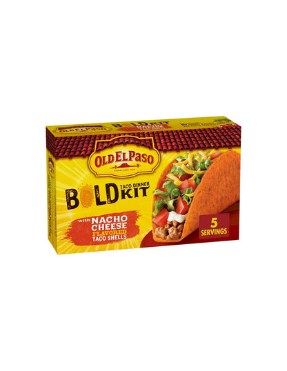 Old El Paso Stand 'N Stuff Bold Nacho Kit de cena de taco con sabor a queso, 5 piezas