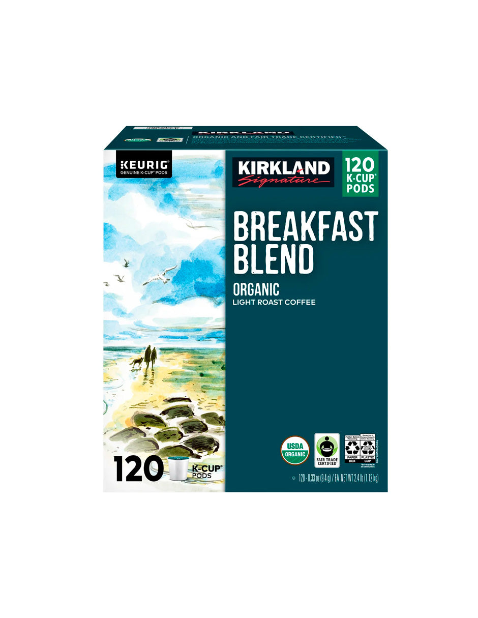 Cápsulas K-Cup de café orgánico para desayuno Kirkland Signature Coffee, 120 unidades