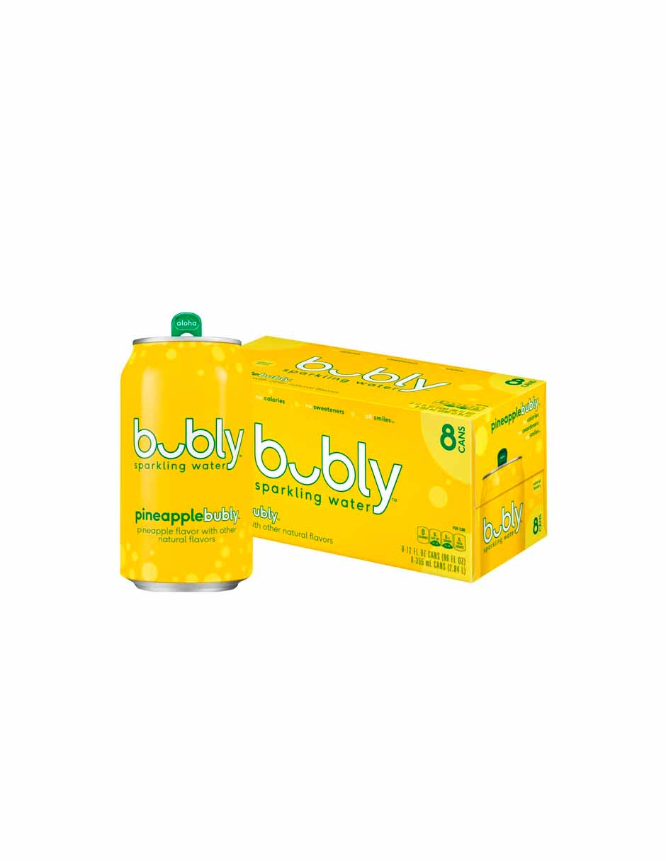 Bubly agua mineral saborizada pack 8 latas