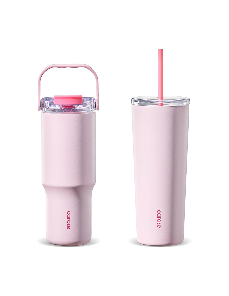 Vasos térmicos CAROTE 20 y 30 oz con tapa y popote