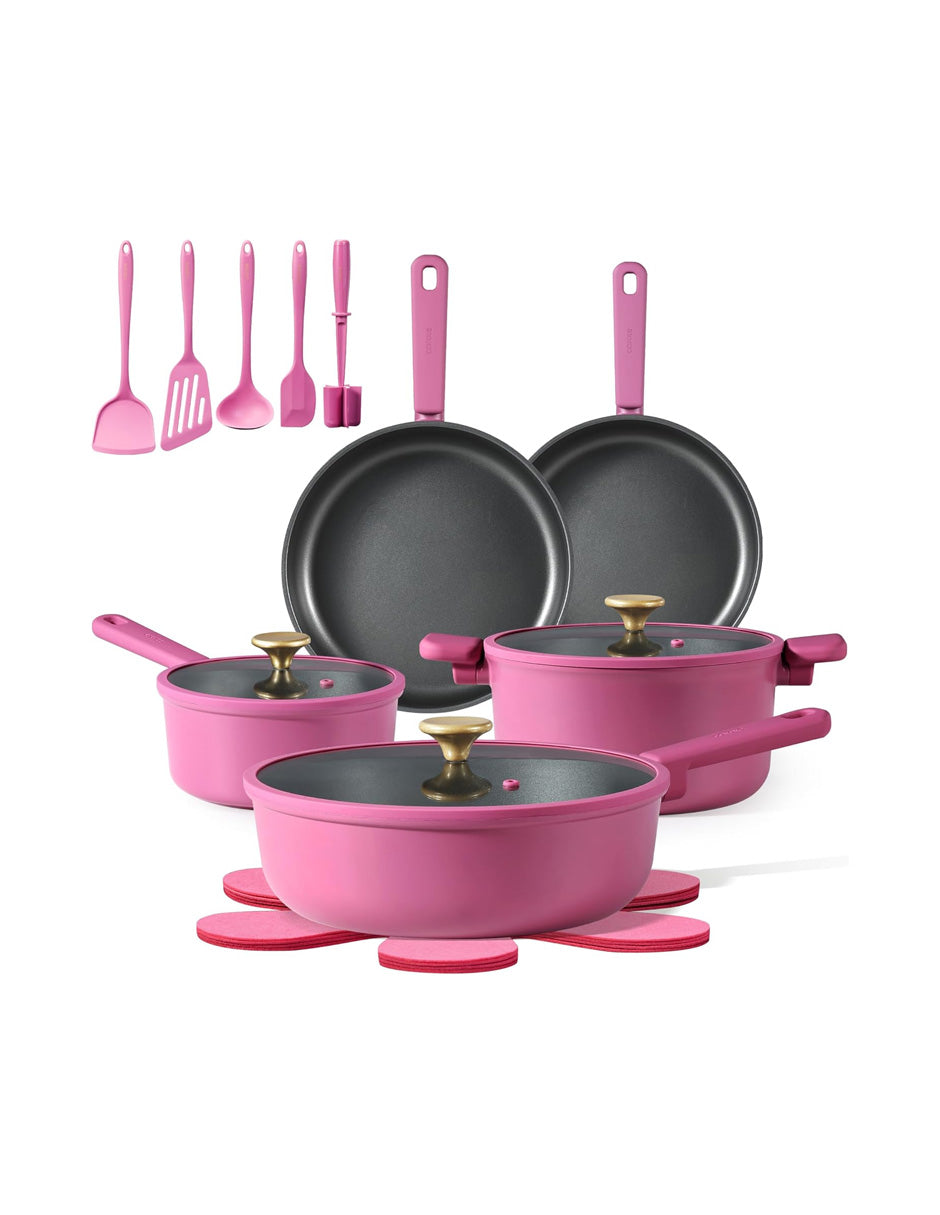 CAROTE Juego de Cocina Antiadherente 17 Piezas Magenta