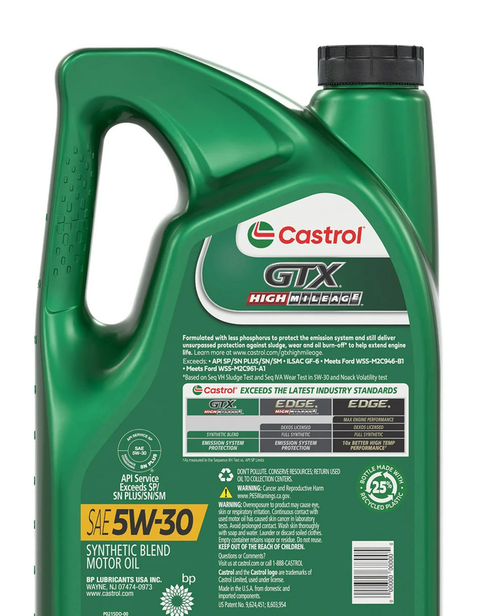 Aceite de motor 5W-30 alto kilometraje mezcla sintética Castrol 4.73L
