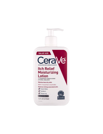 CeraVe Loción corporal hidratante para aliviar la picazón, tratamiento sin esteroides para piel seca y con picazón, 473ml