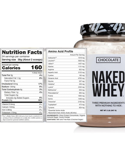 Proteína de Suero NAKED Chocolate 25g Grass Fed 3 Ingredientes 907 g