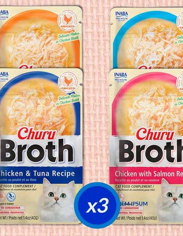 Inaba Churu caldo para gatos sabor pollo y mariscos 12 unidades