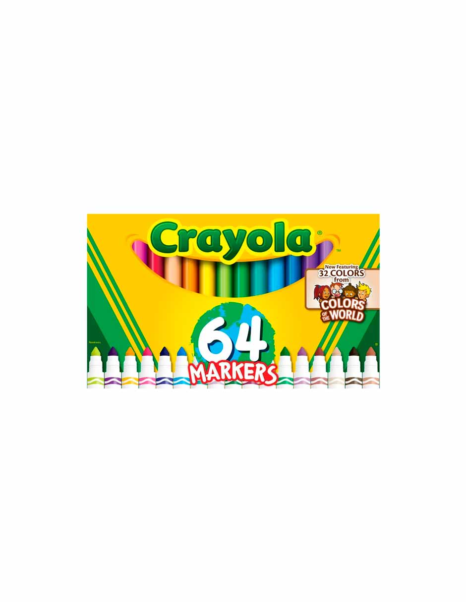 Crayola marcadores de línea ancha lavables 64 piezas