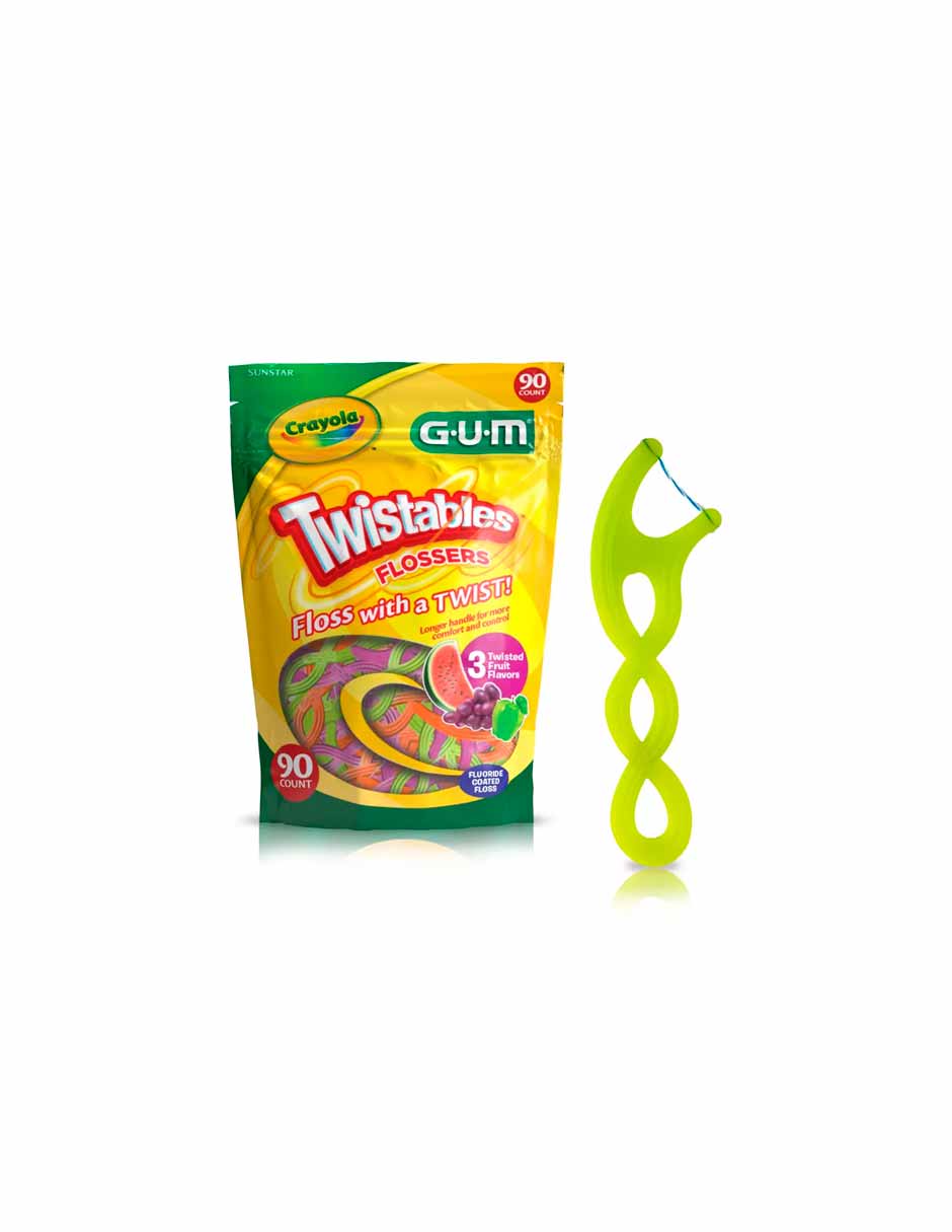 GUM Crayola Twistables hilo dental para niños, 90 unidades