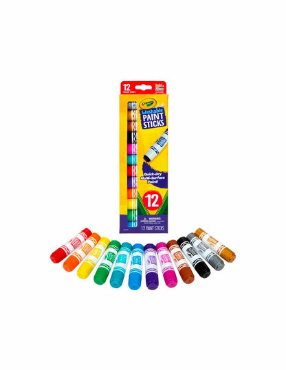 Crayola Barras de pintura de secado rápido y lavable para niños, 12 unidades