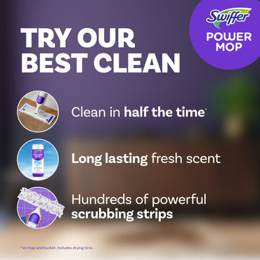 Kit de trapeador multisuperficies Swiffer PowerMop para limpieza de pisos, aroma fresco