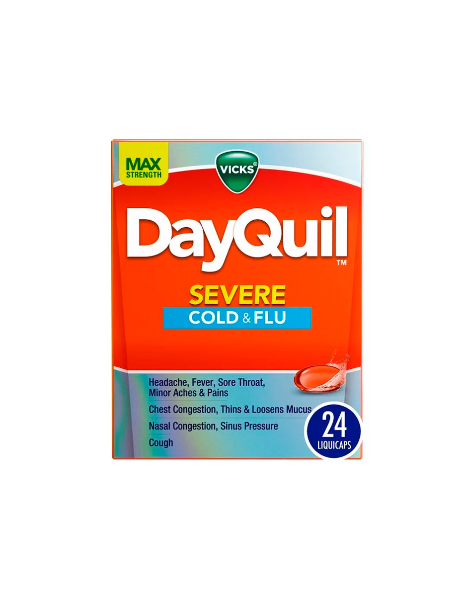 Vicks DayQuil SEVERE alivio para la tos, el resfriado y la gripe, 24 LiquiCaps