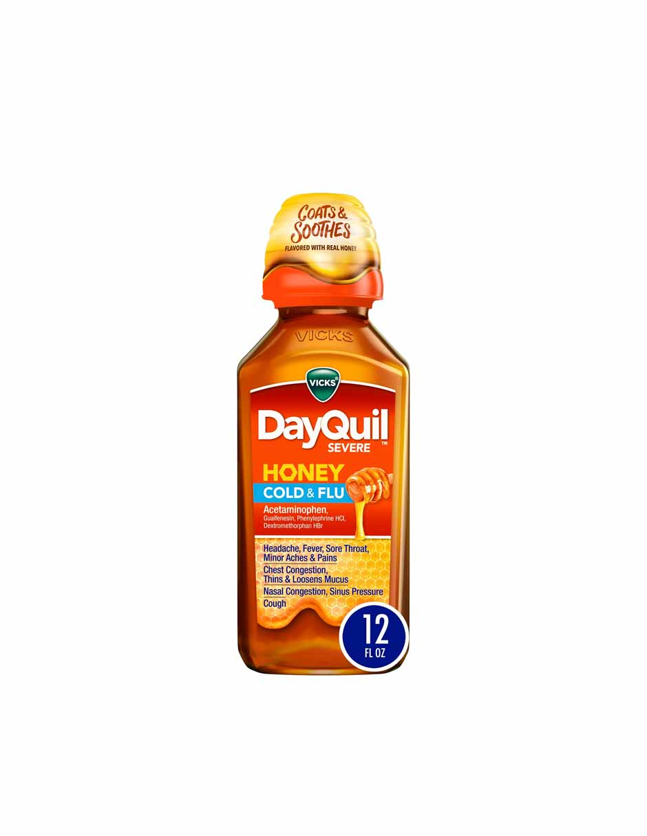 Vicks DayQuil jarabe líquido para resfriado, tos y gripe sabor miel, 354ml