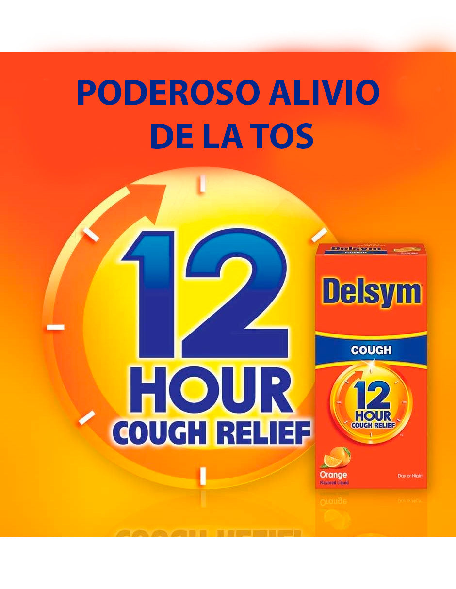 Delsym Líquido supresor de la tos para adultos, sabor a naranja 148ml