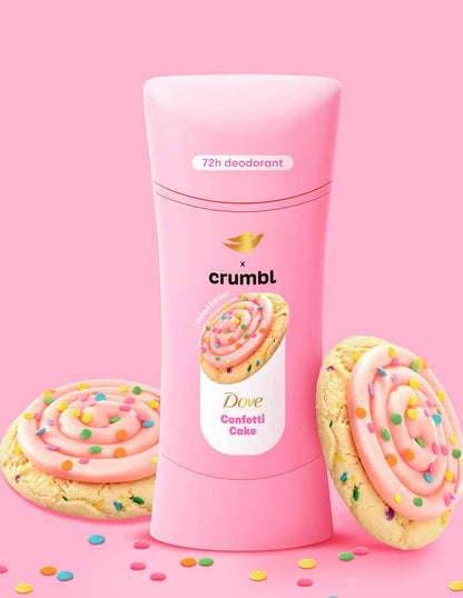 Dove x Crumbl set desodorantes sin aluminio Confetti Cake y  Strawberry Crumb