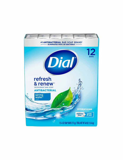 Jabón en barra antibacteriano Dial, agua de manantial 12 pack