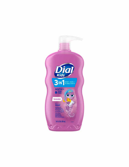 Dial Kids' 3 en 1 jabón para el cabello y corporal, baño de burbujas 709ml