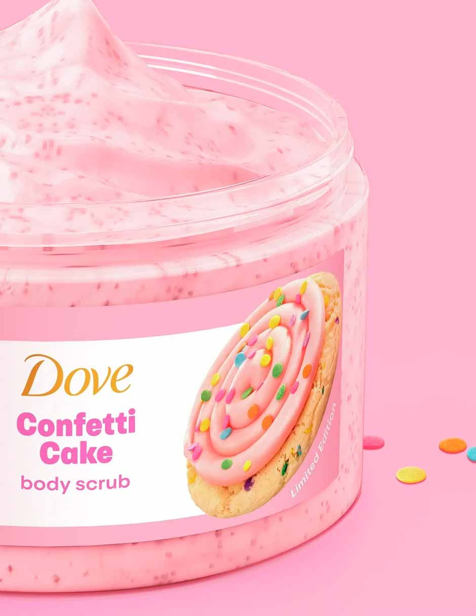 Dove x Crumbl Exfoliante corporal aroma galleta de Confetti Cake 425gr