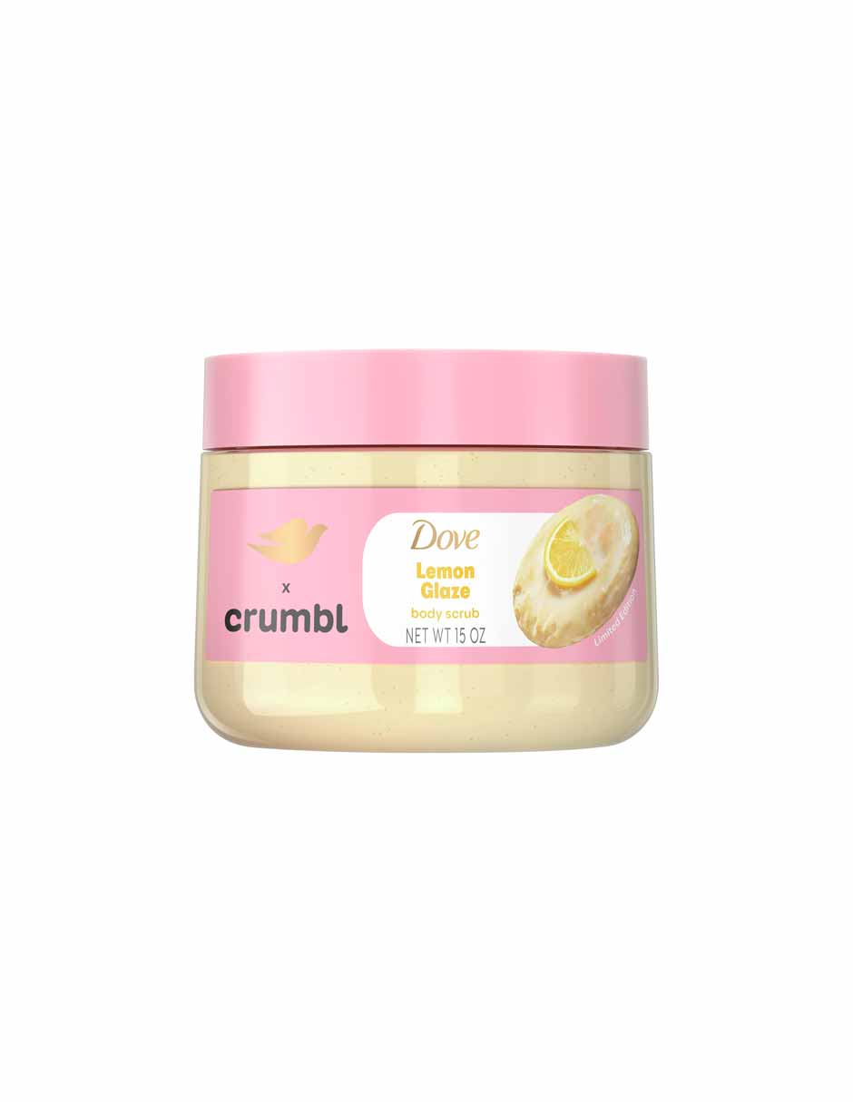 Dove x Crumbl Set Exfoliante corporal y jabón de manos aroma galleta de glaseado limón