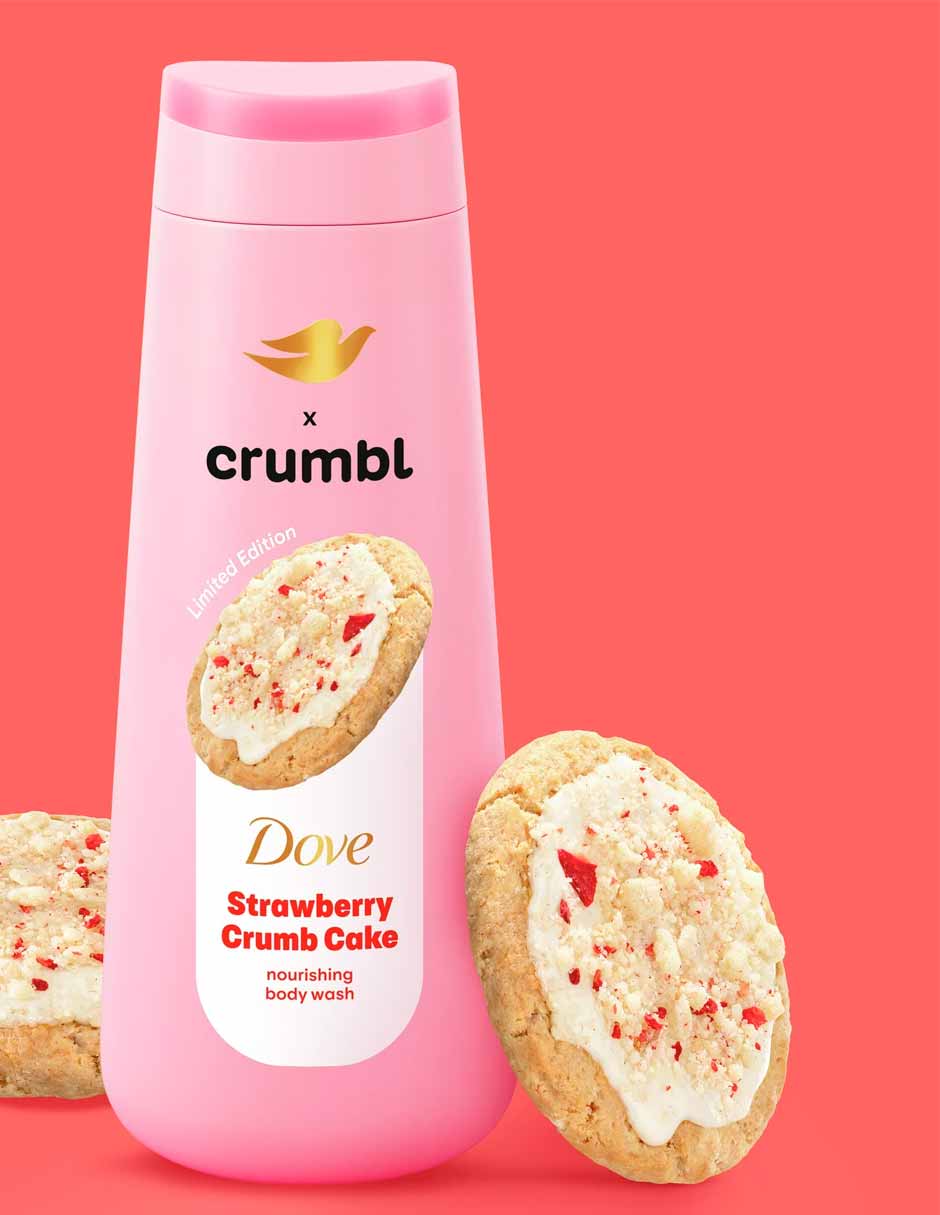 Dove x Crumbl Gel de baño líquido humectante aroma galleta de fresa 590ml