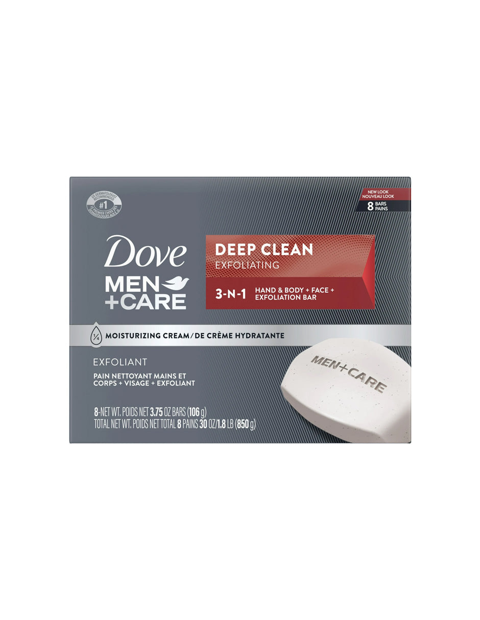 Jabón Barra Dove Men+Care Deep Clean 8 Pzas