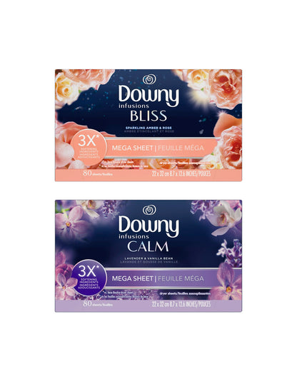 Downy Infusions Mega Toallitas para Secadora, BLISS, 80 unidades (Aroma a elegir)