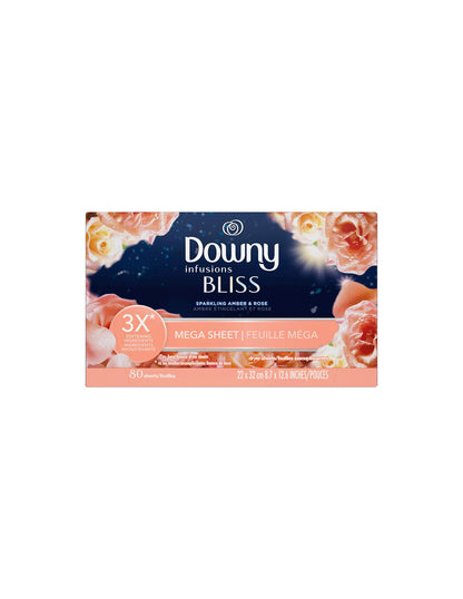 Downy Infusions Mega Toallitas para Secadora, BLISS, 80 unidades (Aroma a elegir)