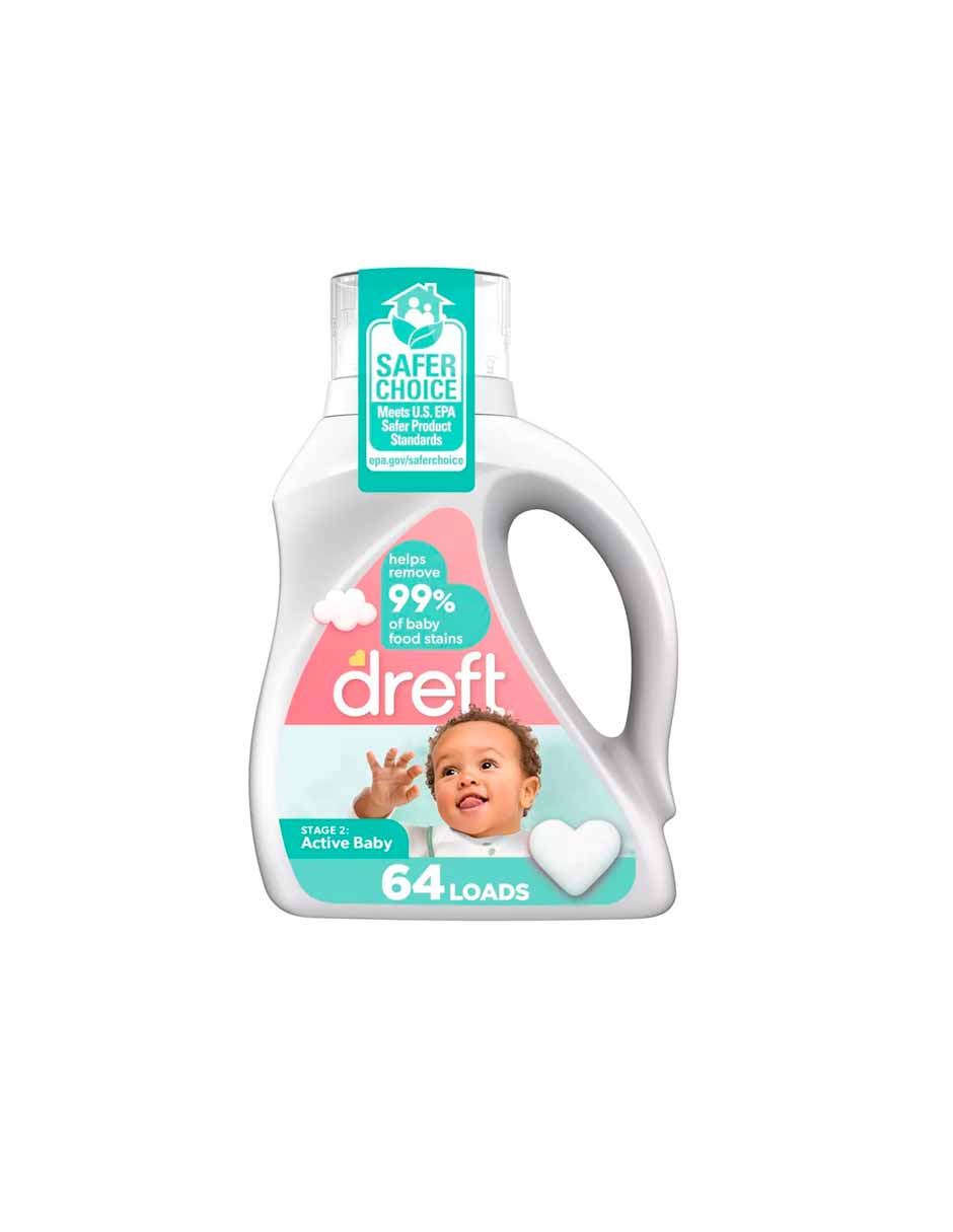 Dreft Stage 2: Detergente líquido para ropa Active Baby 2.72 Litros