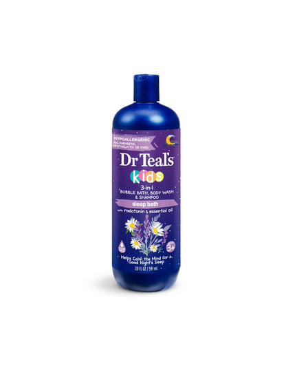 Dr Teal's Kids Melatonin 3 en 1 baño de burbujas, gel de baño y champú 591ml