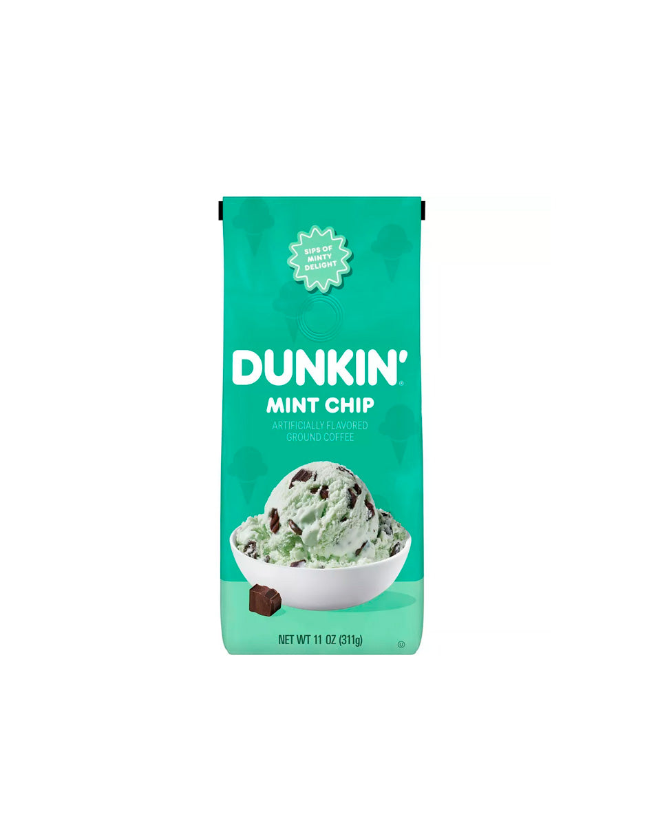 Dunkin Café molido tostado oscuro con sabor a menta y chips 311gr