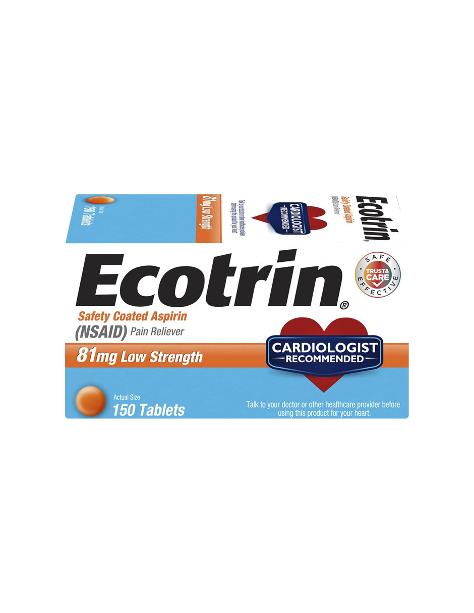 Tabletas de Aspirina Ecotrin 81 mg 150 tabletas