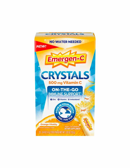 Emergen-C Crystals vitamina C sabor naranja 28 paquetes para llevar