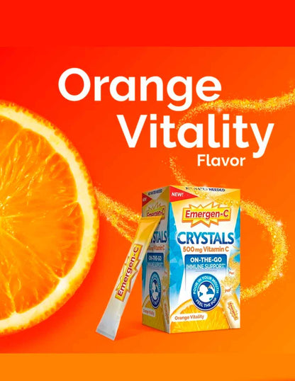 Emergen-C Crystals vitamina C sabor naranja 28 paquetes para llevar