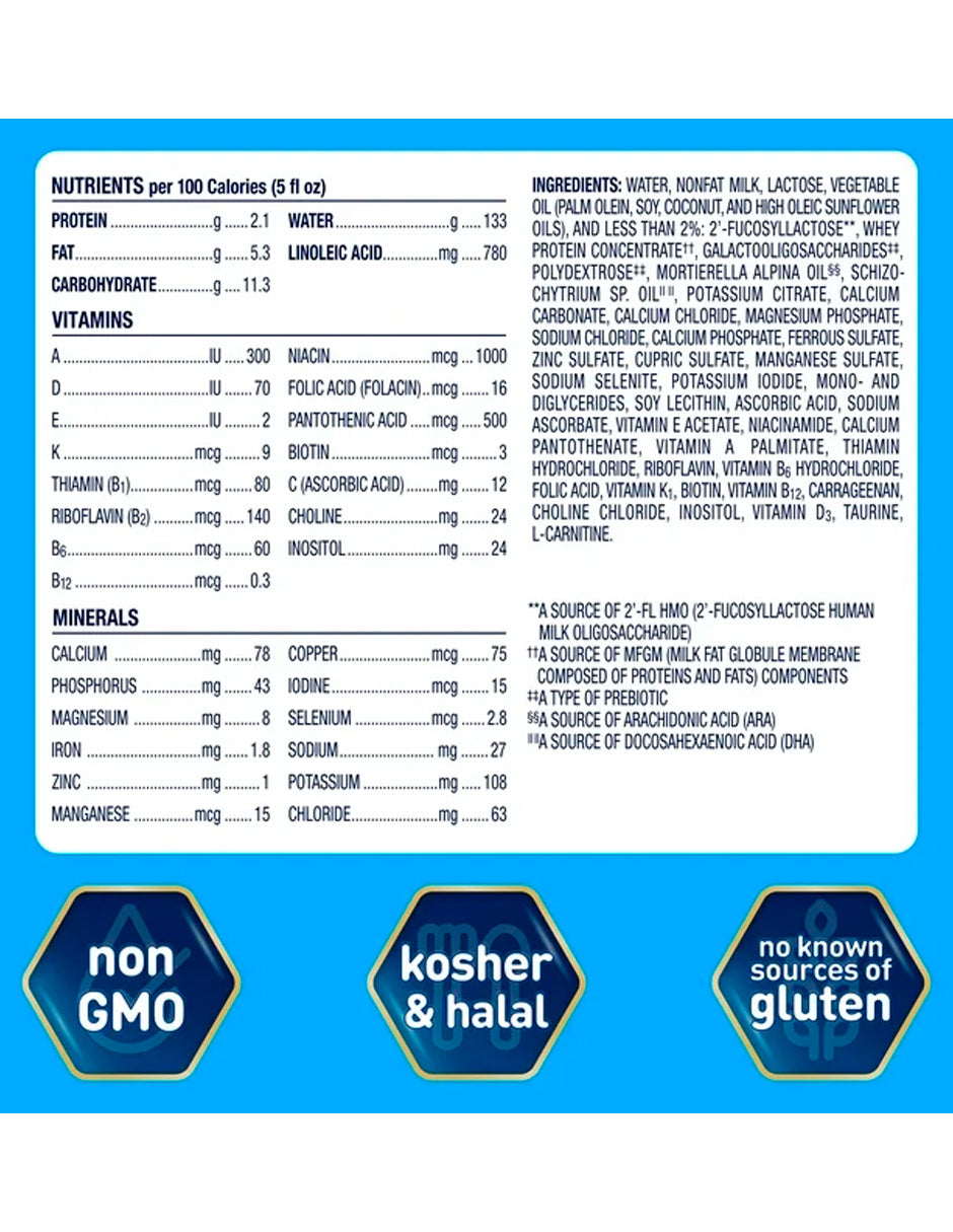 Enfamil NeuroPro Fórmula para Bebés Nutrición Infant a Base de Leche, lista para usar, Expertos, Mezcla Exclusiva de Inmunidad HuMO6, sin OGM, 2 Fl Oz, 6 Unidades