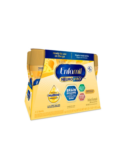 Enfamil NeuroPro Fórmula para Bebés Nutrición Infant a Base de Leche, Mezcla Inmune Exclusiva de HuMO6, sin OGM, 8 Fl Oz, 6 Unidades